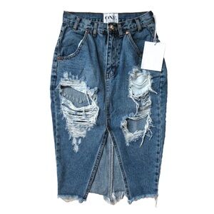 One Teaspoon Blue Denim Skirt